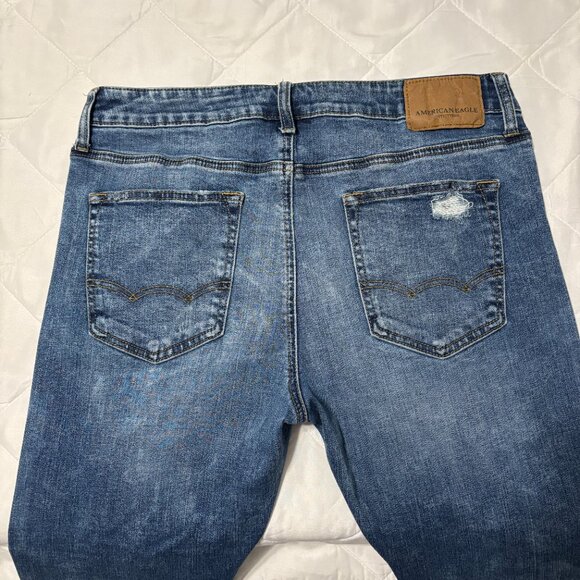 American Eagle Next Level Flex Slim Jeans Mens 34x34 Blue Distressed Stretch - Picture 3 of 14